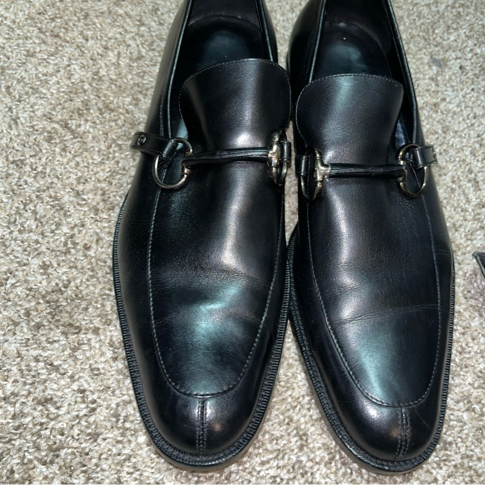 Gucci Black Leather Slip-On Loafers